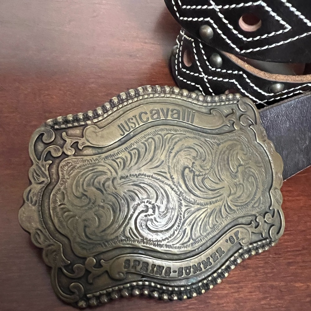 Just Cavalli SS07 Archive Western Studded Leather Belt Made in Italy - Picture 2 of 15